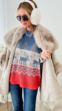 Italian St Tropez Holiday Moose Sweater-140 Sweaters-Germany-Coastal Bloom Boutique, find the trendiest versions of the popular styles and looks Located in Indialantic, FL