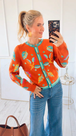 Floral Vibrant Button Cardigan