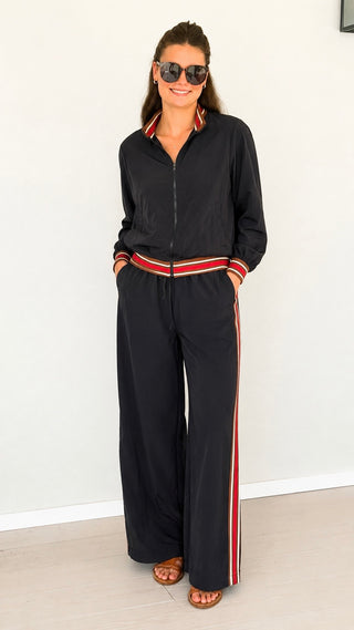 Striped Trim Zip Jacket