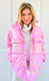 Glowing Luxe Puffer Jacket - Pink-140 Sweaters-Rousseau-Coastal Bloom Boutique, find the trendiest versions of the popular styles and looks Located in Indialantic, FL