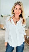 Oversized Buttoned Up Blouse-White-130 Long Sleeve Tops-BucketList-Coastal Bloom Boutique, find the trendiest versions of the popular styles and looks Located in Indialantic, FL