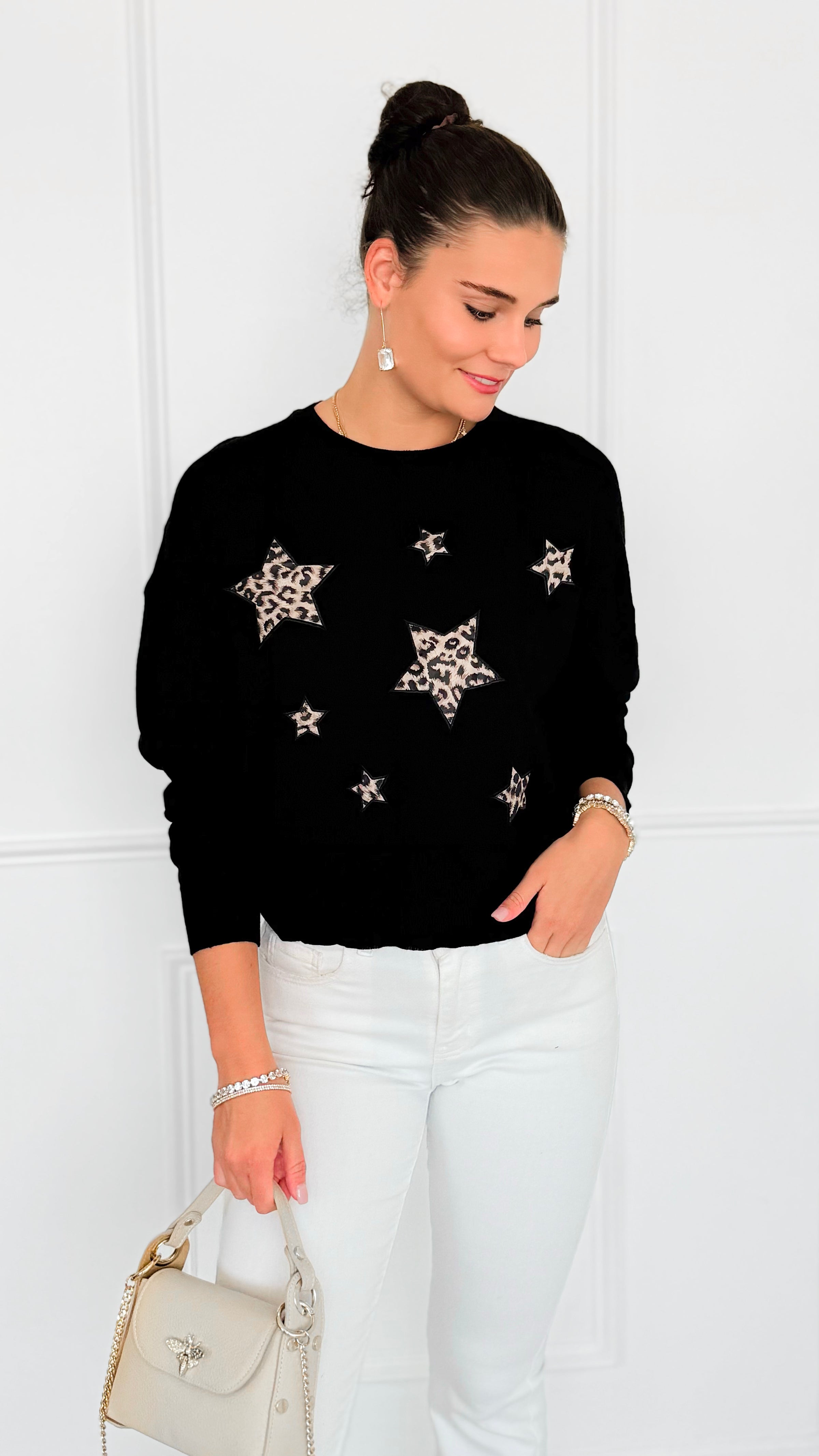 Star Wild Long Sleeve Top- Black-110 Long Sleeve Tops-V SKY-Coastal Bloom Boutique, find the trendiest versions of the popular styles and looks Located in Indialantic, FL