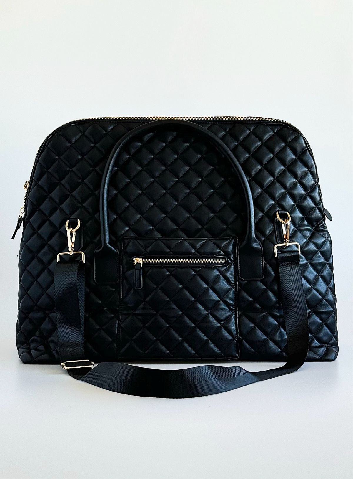 Quilted Weekender Bag - Black-240 Bags-BC Handbags-Coastal Bloom Boutique, find the trendiest versions of the popular styles and looks Located in Indialantic, FL