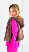 Winter Whisper Faux Fur Vest- Chocolate-160 Jackets-IRIS-Coastal Bloom Boutique, find the trendiest versions of the popular styles and looks Located in Indialantic, FL