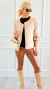 Playful Plaid Quilted Italian Jacket-Tan-160 Jackets-SIERRA S.R.L.-Coastal Bloom Boutique, find the trendiest versions of the popular styles and looks Located in Indialantic, FL