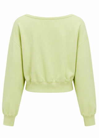 Off-Shoulder Sweatshirt Top - Lime