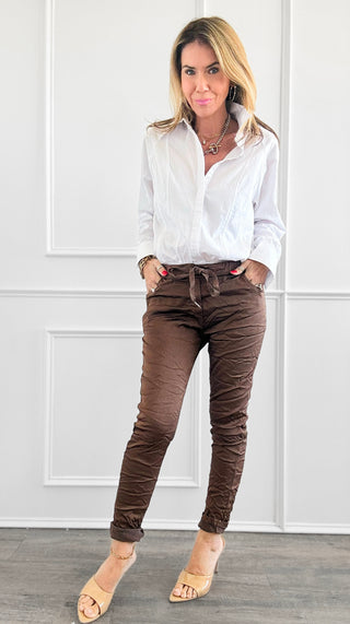 Italian Wish List Jogger - Coffee-180 Joggers-Italianissimo-Coastal Bloom Boutique, find the trendiest versions of the popular styles and looks Located in Indialantic, FL