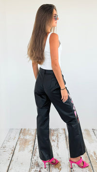 Patch Vegan Leather Pants-170 Bottoms-Hot & Delicious-Coastal Bloom Boutique, find the trendiest versions of the popular styles and looks Located in Indialantic, FL