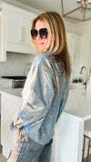 I'm the Party Metallic Foil Shacket - Gold-160 Jackets-sj style-Coastal Bloom Boutique, find the trendiest versions of the popular styles and looks Located in Indialantic, FL
