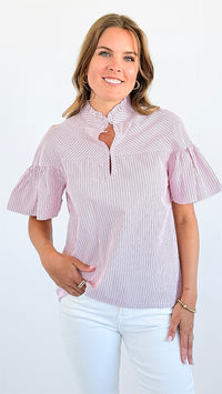 Split Neck Ruffle Top-100 Sleeveless Tops-ARYEH-Coastal Bloom Boutique, find the trendiest versions of the popular styles and looks Located in Indialantic, FL