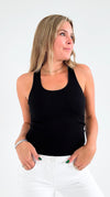 Ribbed Seamless Racerback Top - Black-100 Sleeveless Tops-Love Poem-Coastal Bloom Boutique, find the trendiest versions of the popular styles and looks Located in Indialantic, FL
