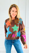 Starlight Pop Cropped Sweatshirt-110 Long Sleeve Tops-Blue Velvet-Coastal Bloom Boutique, find the trendiest versions of the popular styles and looks Located in Indialantic, FL