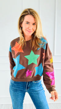Starlight Pop Cropped Sweatshirt-110 Long Sleeve Tops-Blue Velvet-Coastal Bloom Boutique, find the trendiest versions of the popular styles and looks Located in Indialantic, FL