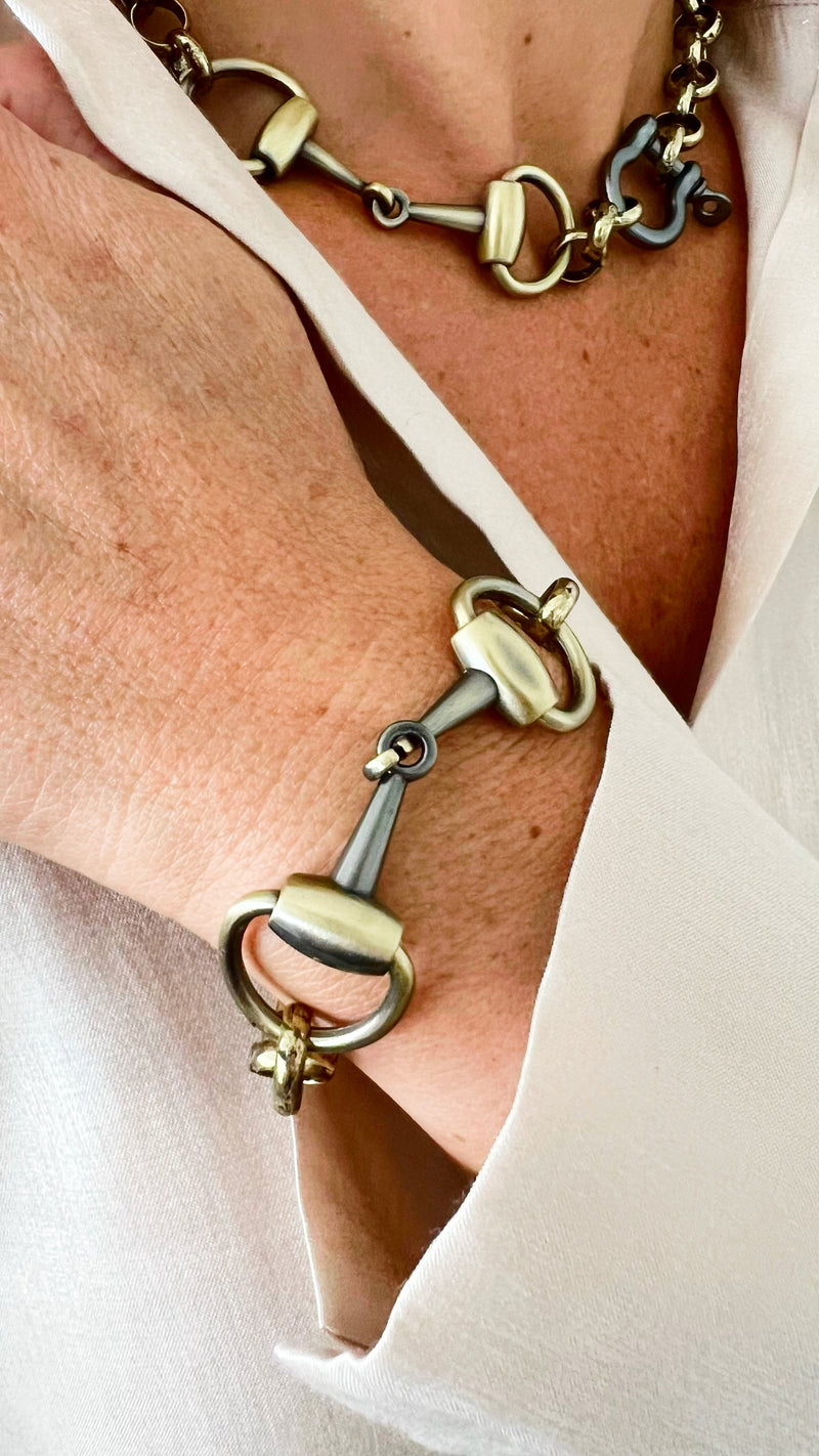 Pre Order CB Custom Double Horsebit Bracelet - Bronze/Hematite-230 Jewelry-Holly-Coastal Bloom Boutique, find the trendiest versions of the popular styles and looks Located in Indialantic, FL