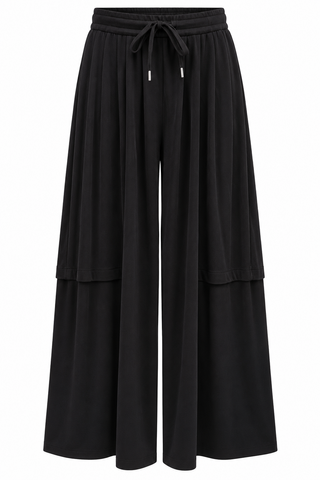 Black Wide Leg Drawstring Pants