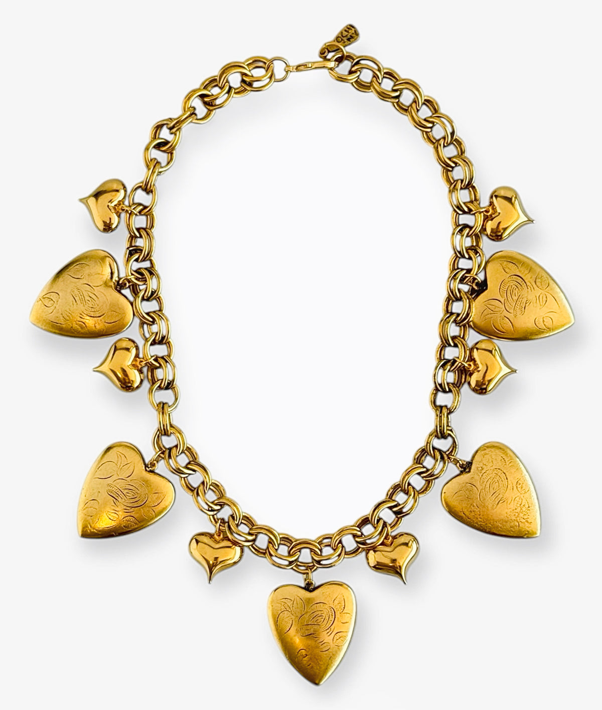 Chunky Heart Station Necklace-230 Jewelry-YOCHI-Coastal Bloom Boutique, find the trendiest versions of the popular styles and looks Located in Indialantic, FL