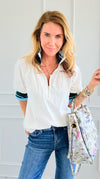 Varsity Edge Puff Sleeve Top-110 short Sleeve Top-VOY-Coastal Bloom Boutique, find the trendiest versions of the popular styles and looks Located in Indialantic, FL