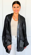 Mirrored Metallic Sugar High Italian Cardigan- Navy/ Silver-150 Cardigan Layers-Italianissimo-Coastal Bloom Boutique, find the trendiest versions of the popular styles and looks Located in Indialantic, FL
