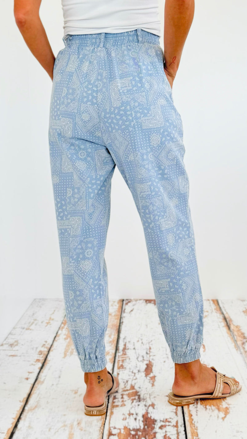 Washed Paisley Printed Joggers-180 Joggers-oddi-Coastal Bloom Boutique, find the trendiest versions of the popular styles and looks Located in Indialantic, FL