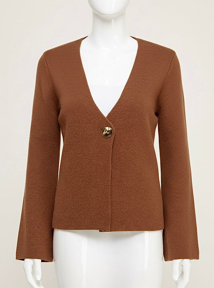 Fifth Avenue Gold Button Cardigan - Mocha-160 Jackets-Milk & Honey-Coastal Bloom Boutique, find the trendiest versions of the popular styles and looks Located in Indialantic, FL
