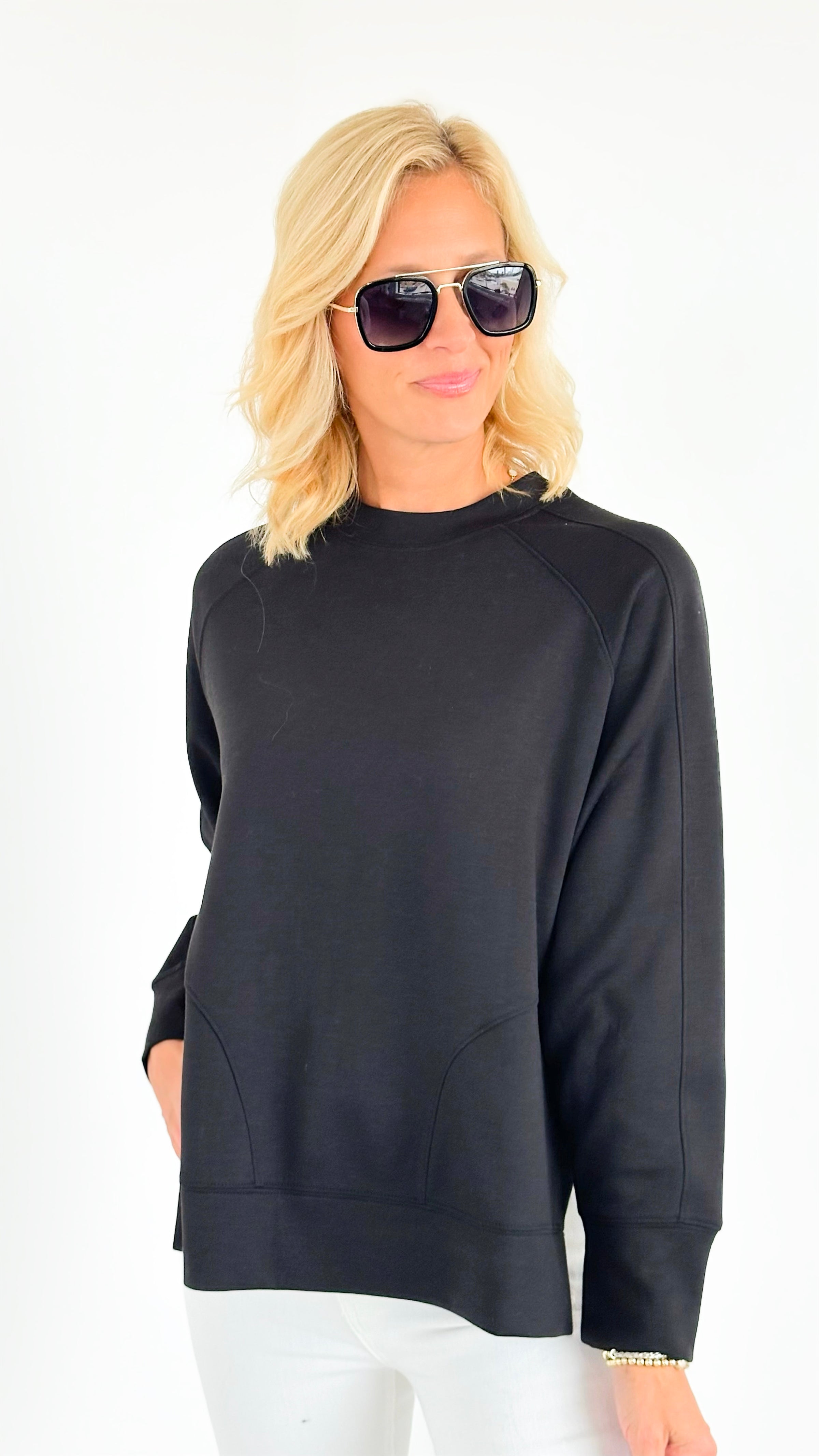 City Vibes Oversized Sweatshirt - Black-130 Long Sleeve Tops-Zenana-Coastal Bloom Boutique, find the trendiest versions of the popular styles and looks Located in Indialantic, FL