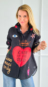 Roses Are Red Italian Blouse-110 Long Sleeve Tops-Italianissimo-Coastal Bloom Boutique, find the trendiest versions of the popular styles and looks Located in Indialantic, FL