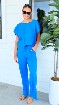 Elevated Relaxed Wide-Leg Pants - Ocean Blue-100 Pants-Rae Mode-Coastal Bloom Boutique, find the trendiest versions of the popular styles and looks Located in Indialantic, FL