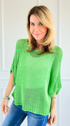 Summer Mesh Italian Knit Top- Green-140 Sweaters-Italianissimo-Coastal Bloom Boutique, find the trendiest versions of the popular styles and looks Located in Indialantic, FL