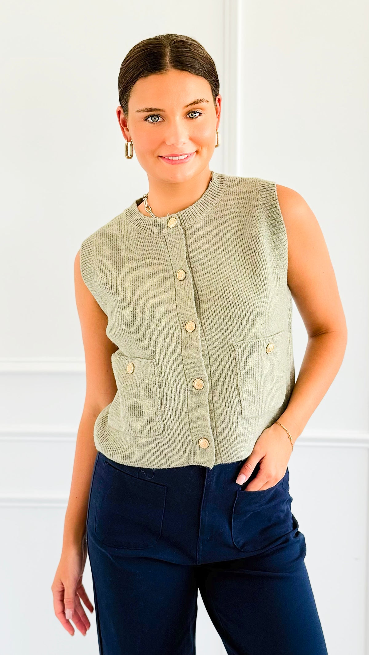 Shielded Charm Sweater Vest- Fern-140 Sweaters-Be Cool-Coastal Bloom Boutique, find the trendiest versions of the popular styles and looks Located in Indialantic, FL