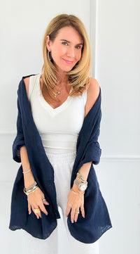 Chic Italian Scarf- Navy-260 Other Accessories-NSP/PORCIENTO-Coastal Bloom Boutique, find the trendiest versions of the popular styles and looks Located in Indialantic, FL