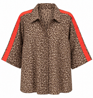Leopard Contrast Stripe Blouse