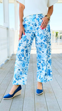Blue Seaside Bloom Wide Leg Pant