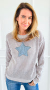 Starry Days Knit Pullover-130 Long Sleeve Set-sew in love-Coastal Bloom Boutique, find the trendiest versions of the popular styles and looks Located in Indialantic, FL