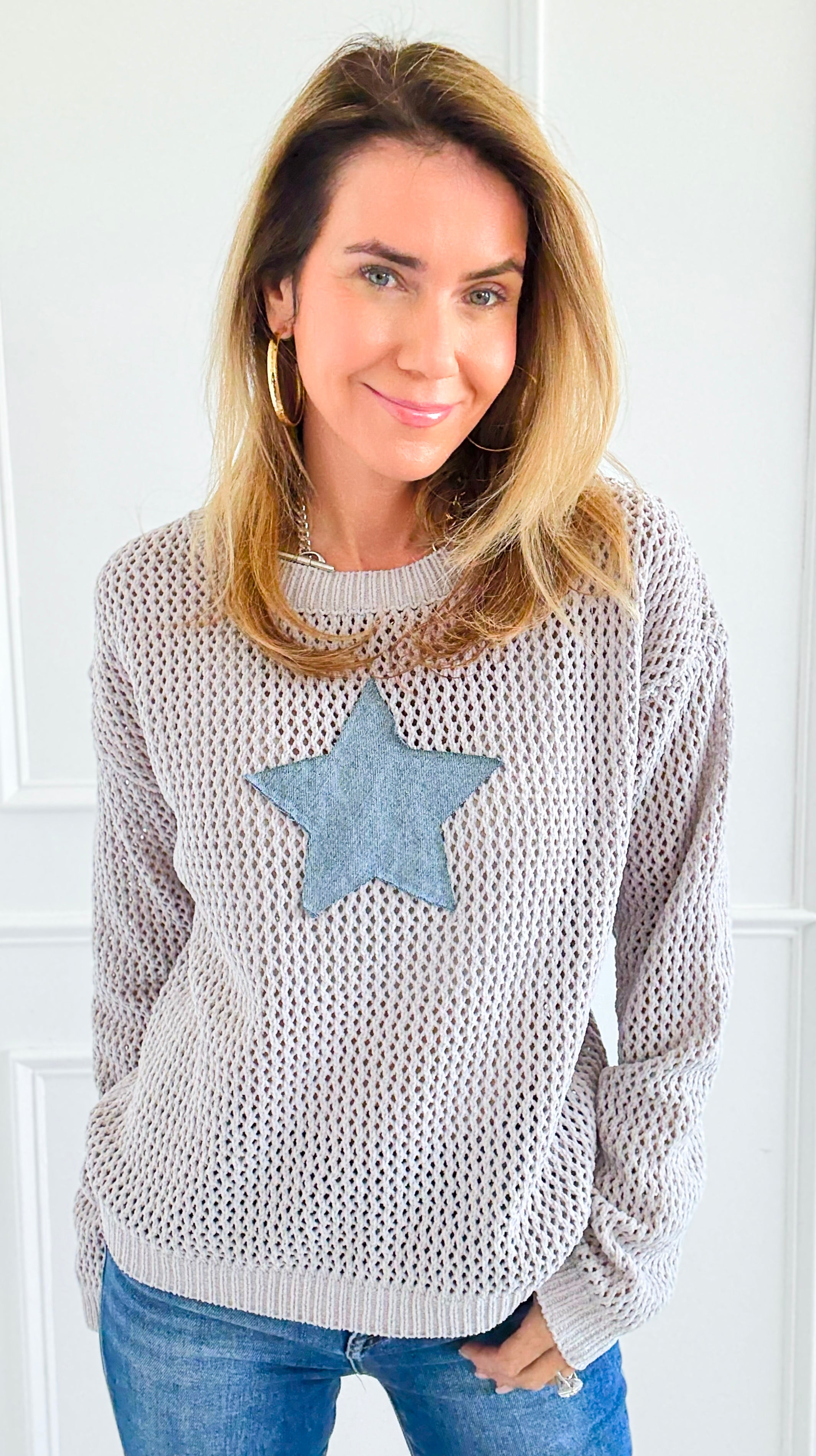 Starry Days Knit Pullover-130 Long Sleeve Set-sew in love-Coastal Bloom Boutique, find the trendiest versions of the popular styles and looks Located in Indialantic, FL