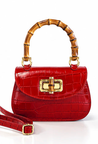 Bamboo Breeze Italian Leather Bag - Red