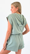 Park Day Zip-Up Romper - Sage Green-200 Dresses/Jumpsuits/Rompers-HYFVE-Coastal Bloom Boutique, find the trendiest versions of the popular styles and looks Located in Indialantic, FL