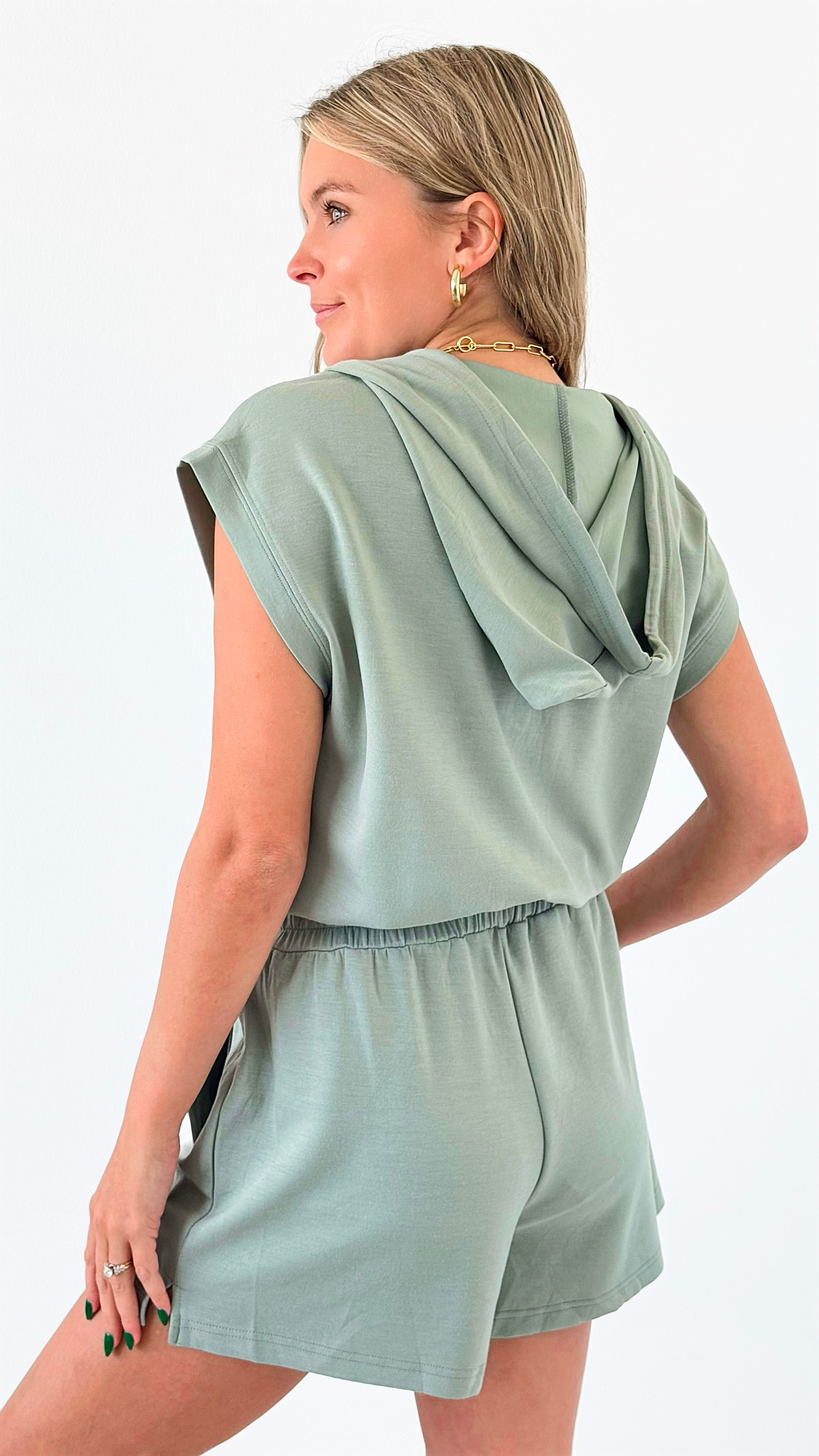 Park Day Zip-Up Romper - Sage Green-200 Dresses/Jumpsuits/Rompers-HYFVE-Coastal Bloom Boutique, find the trendiest versions of the popular styles and looks Located in Indialantic, FL