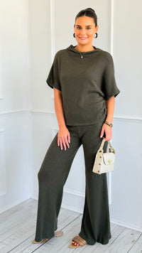 The Art of Staying In Set - Dark Olive-210 Loungewear/Sets-Zenana-Coastal Bloom Boutique, find the trendiest versions of the popular styles and looks Located in Indialantic, FL