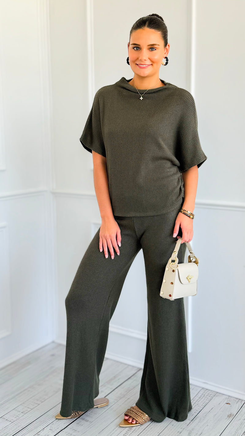 The Art of Staying In Set - Dark Olive-210 Loungewear/Sets-Zenana-Coastal Bloom Boutique, find the trendiest versions of the popular styles and looks Located in Indialantic, FL