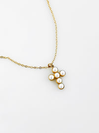 Candace Gold Pearl Cross Necklace-230 Jewelry-NASH GREY-Coastal Bloom Boutique, find the trendiest versions of the popular styles and looks Located in Indialantic, FL