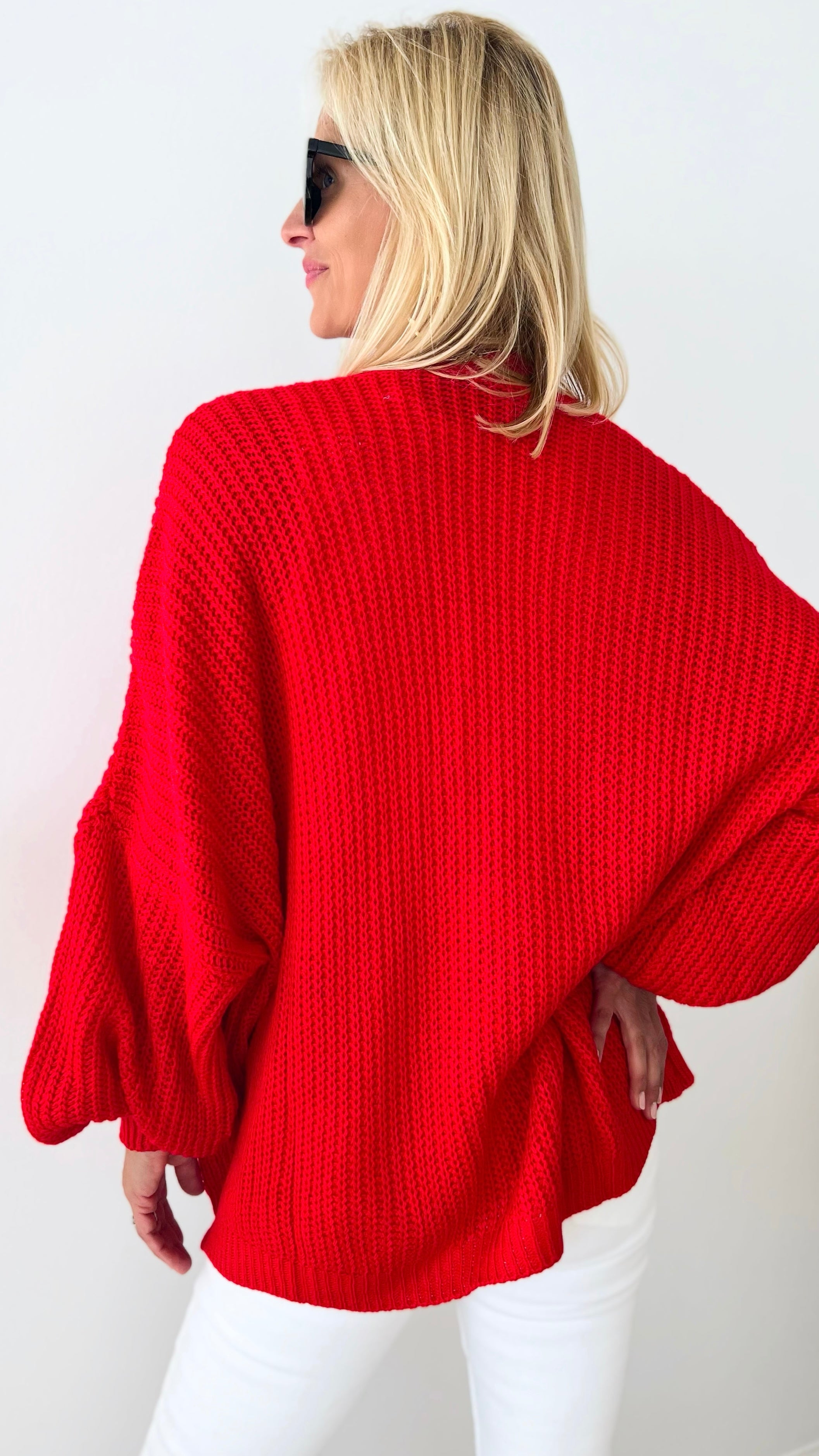 Sugar High Italian Cardigan- Red-150 Cardigans/Layers-Yolly-Coastal Bloom Boutique, find the trendiest versions of the popular styles and looks Located in Indialantic, FL