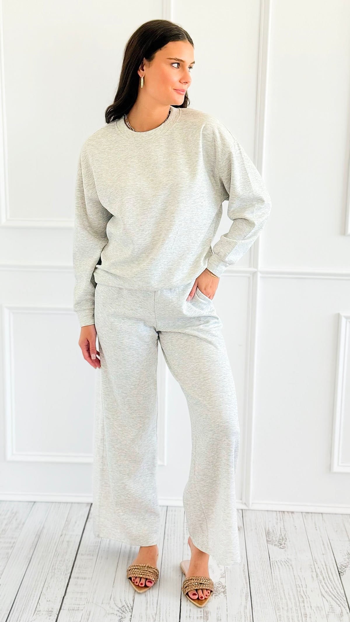 Weekend Lounge Scuba Pant Set - H. Grey-210 Loungewear/Sets-Zenana-Coastal Bloom Boutique, find the trendiest versions of the popular styles and looks Located in Indialantic, FL
