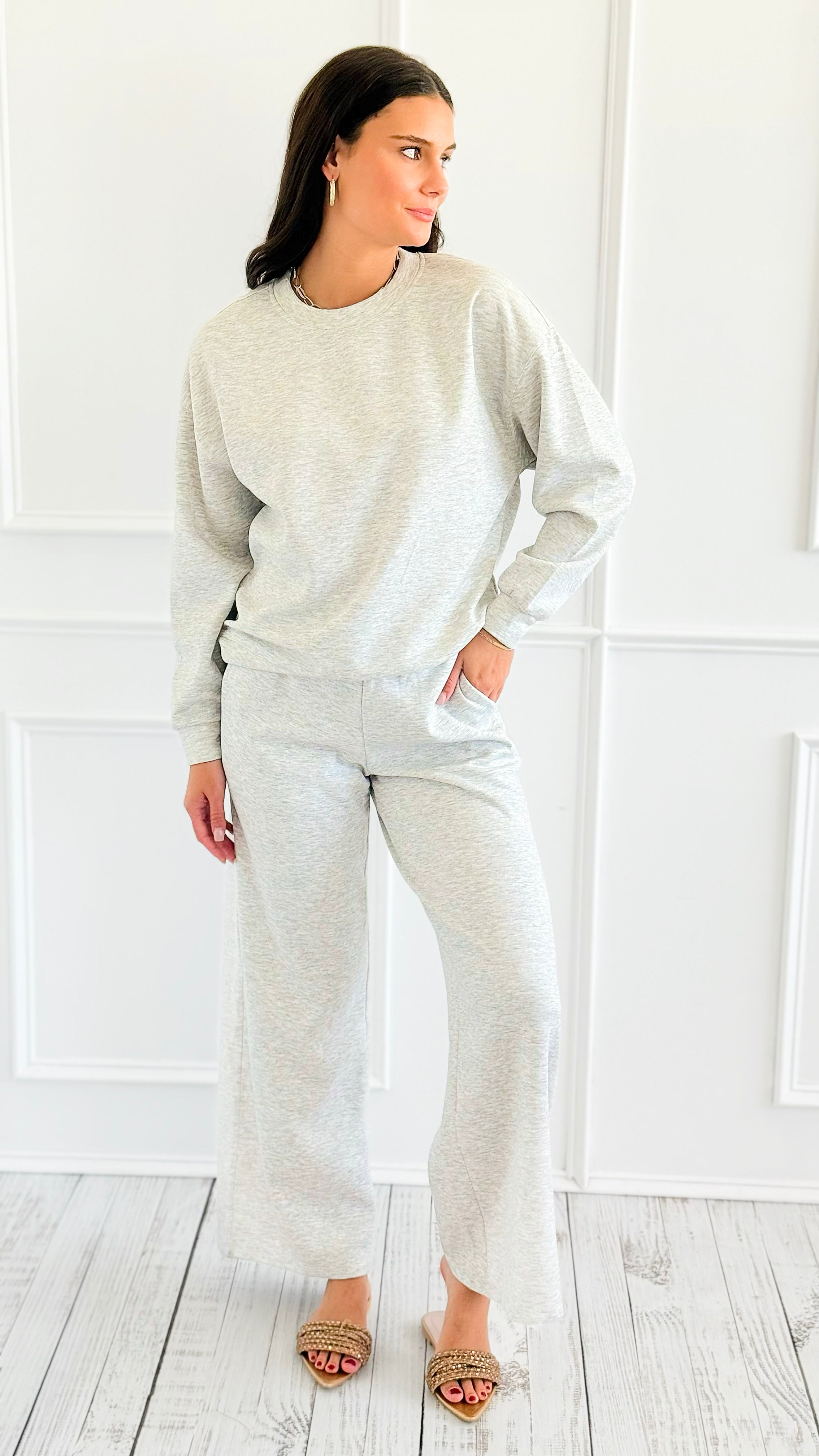 Weekend Lounge Scuba Pant Set - H. Grey-210 Loungewear/Sets-Zenana-Coastal Bloom Boutique, find the trendiest versions of the popular styles and looks Located in Indialantic, FL