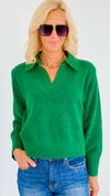 V-Neck Long Sleeve Knitted Top-130 Long Sleeve Tops-Rousseau-Coastal Bloom Boutique, find the trendiest versions of the popular styles and looks Located in Indialantic, FL