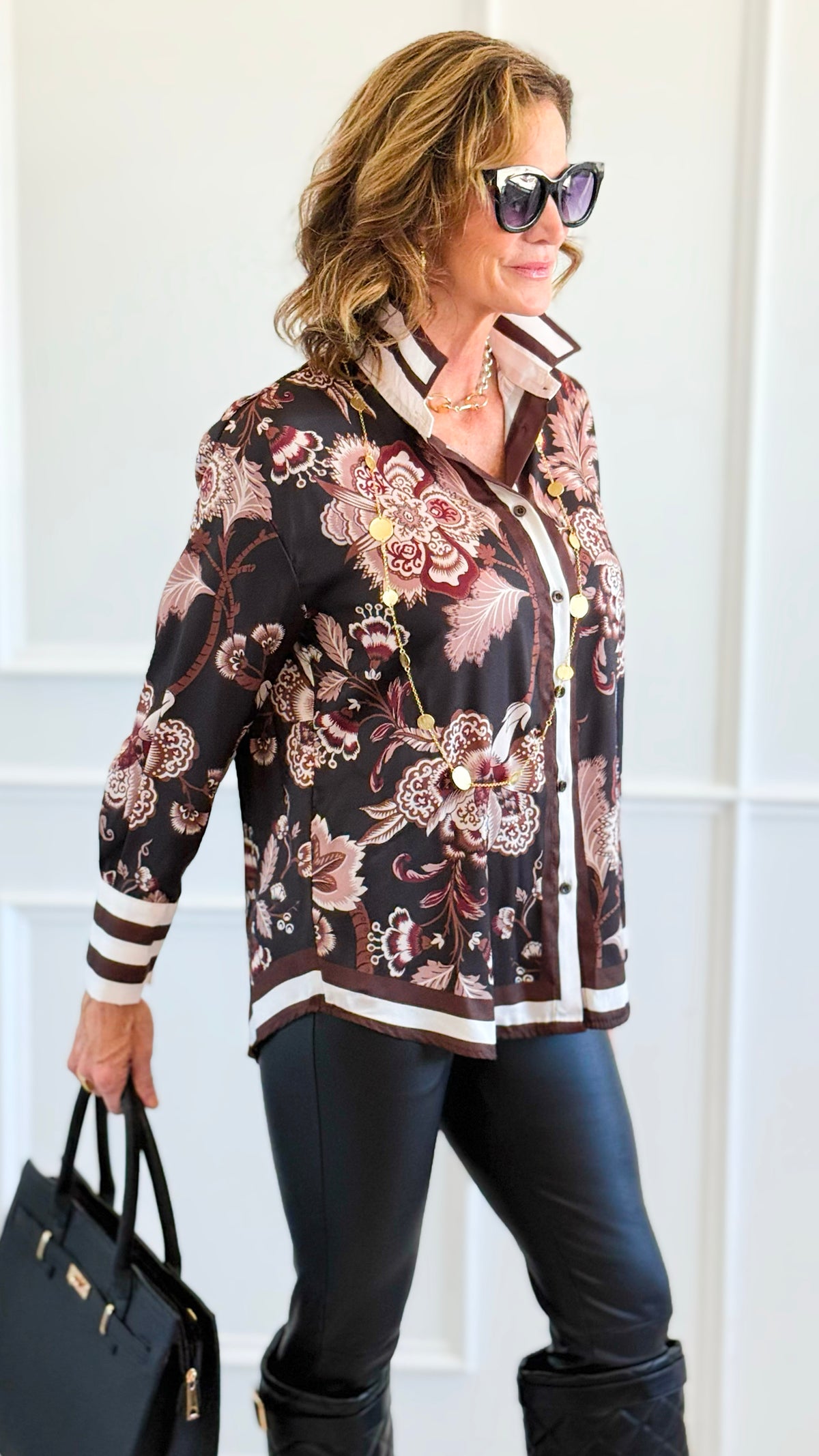 Opulent Garden Italian Blouse-110 Long Sleeve Tops-AZUL MONACO-Coastal Bloom Boutique, find the trendiest versions of the popular styles and looks Located in Indialantic, FL