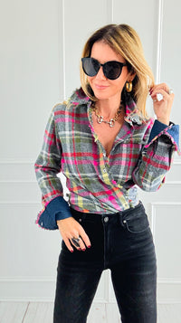 PRE ORDER Cape Cod Flannel Top-110 Long Sleeve Tops-Dizzy Lizzie-Coastal Bloom Boutique, find the trendiest versions of the popular styles and looks Located in Indialantic, FL
