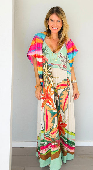 Toucan Paradise Lurex Italian Sleeveless Dress