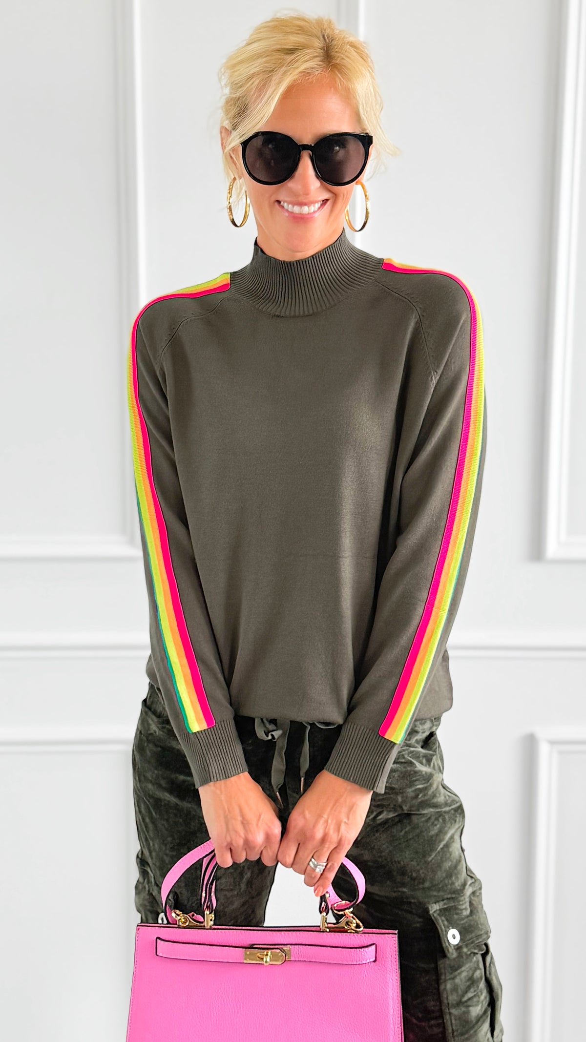 Rainbow Runway Sweater-Deep Forest-140 Sweaters-V SKY-Coastal Bloom Boutique, find the trendiest versions of the popular styles and looks Located in Indialantic, FL