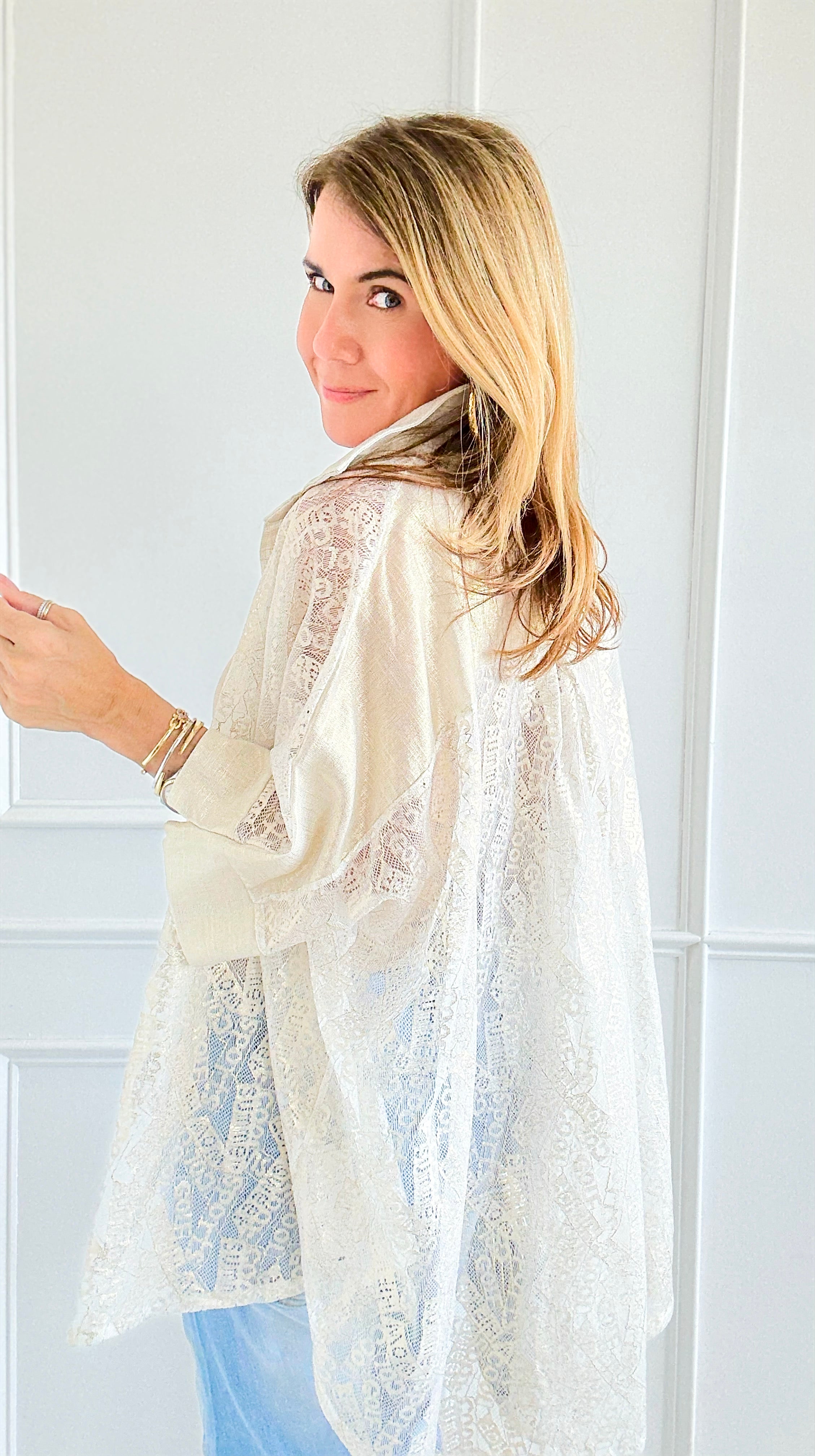 Radiant Lace Illusion Italian Blouse-170 Bottoms-SEÑORITA C-Coastal Bloom Boutique, find the trendiest versions of the popular styles and looks Located in Indialantic, FL