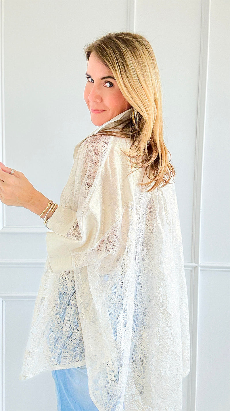 Radiant Lace Illusion Italian Blouse-170 Bottoms-SEÑORITA C-Coastal Bloom Boutique, find the trendiest versions of the popular styles and looks Located in Indialantic, FL